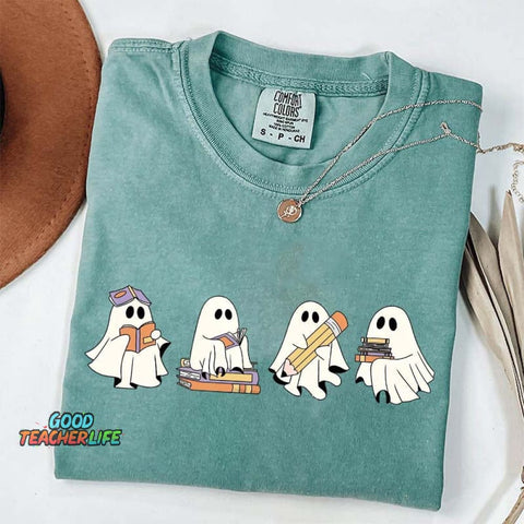Cute Halloween Ghost Book T-Shirt