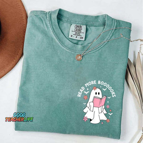 Ghost Reading Books Bookish Halloween T-Shirt