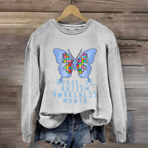 April is Autism Awareness Month with Blue Butterfly Sweatshirt