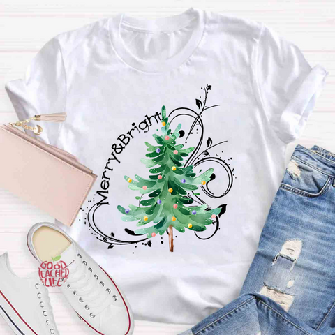 Merry And Bright Christmas Tree Class T-Shirt