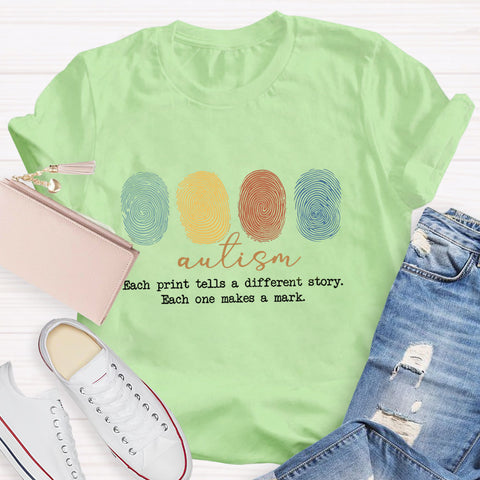 Autism Each Print Tells A Different Story T-Shirt