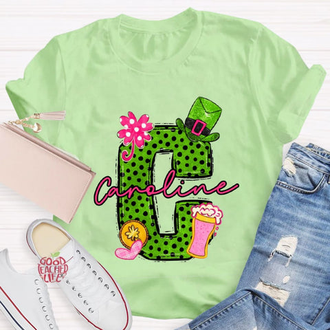 Personalized Name St Patrick's Day Hat Flower -Shirt