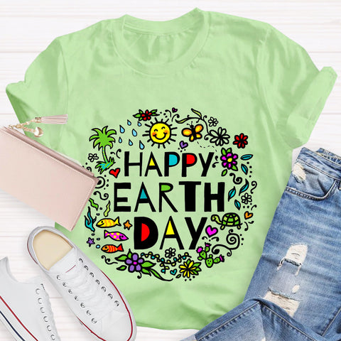 Happy Earth Day Floral T-Shirt