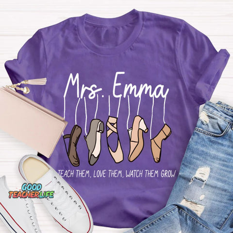 Personalized Name Watch Them Grow Teacher T-Shirt