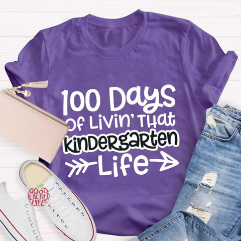 Personalized Grade 100 Days Of Livin' That Kindergarten Life T-Shirt