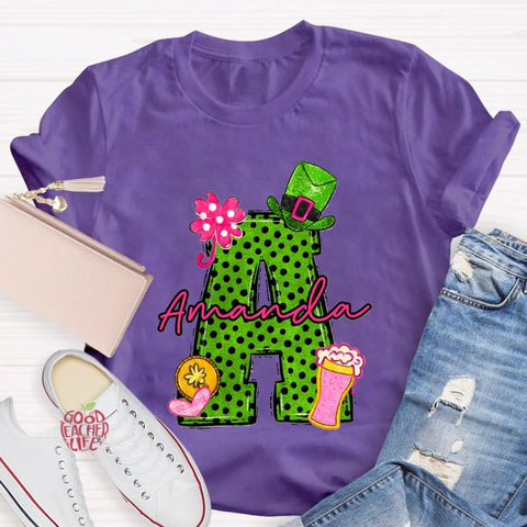 Personalized Name St Patrick's Day Hat Flower -Shirt