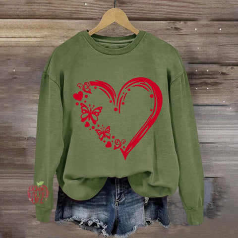 Valentine Heart with Butterfly Sweatshirt