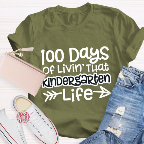 Personalized Grade 100 Days Of Livin' That Kindergarten Life T-Shirt