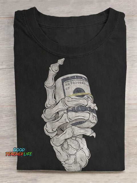 Skeleton Holding A Bundle of Cash T-shirt
