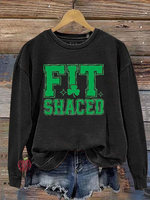 Women's Patrick's Day Fit Shaced Pattern Long Sleeve Crew Neck Sweatshirt