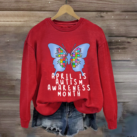 April is Autism Awareness Month with Blue Butterfly Sweatshirt