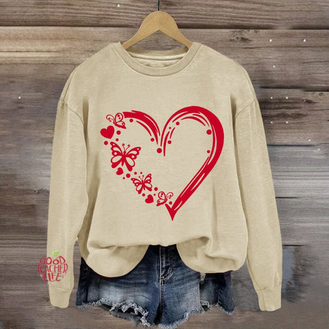 Valentine Heart with Butterfly Sweatshirt