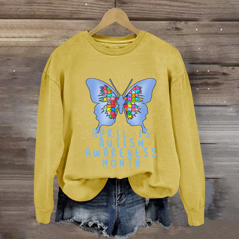 April is Autism Awareness Month with Blue Butterfly Sweatshirt