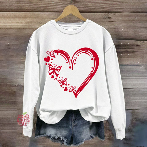 Valentine Heart with Butterfly Sweatshirt