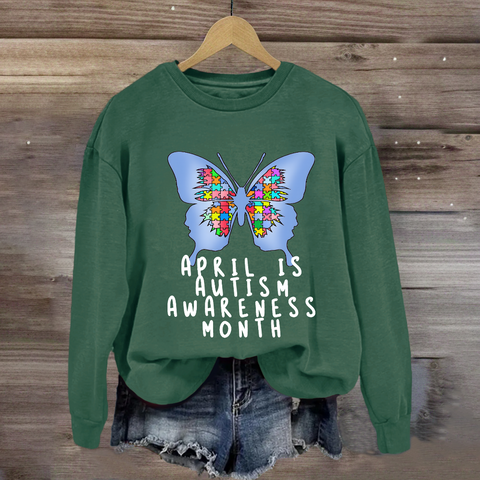 April is Autism Awareness Month with Blue Butterfly Sweatshirt