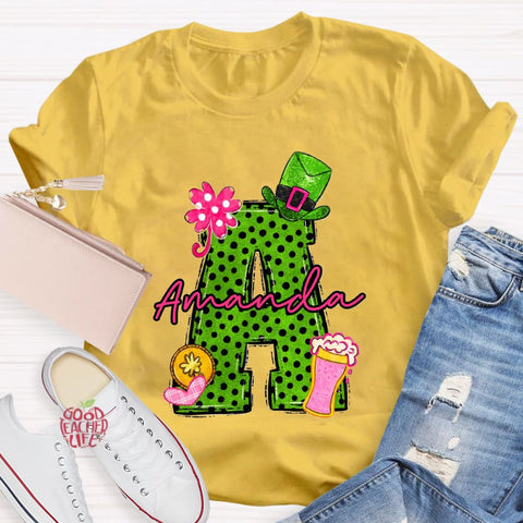 Personalized Name St Patrick's Day Hat Flower -Shirt