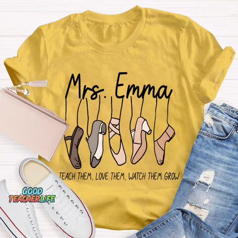 Personalized Name Watch Them Grow Teacher T-Shirt