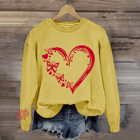 Valentine Heart with Butterfly Sweatshirt