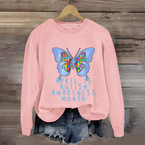 April is Autism Awareness Month with Blue Butterfly Sweatshirt