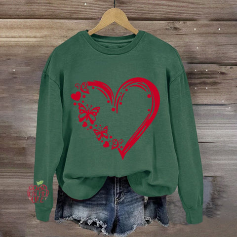 Valentine Heart with Butterfly Sweatshirt