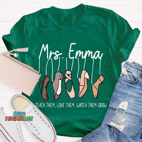 Personalized Name Watch Them Grow Teacher T-Shirt