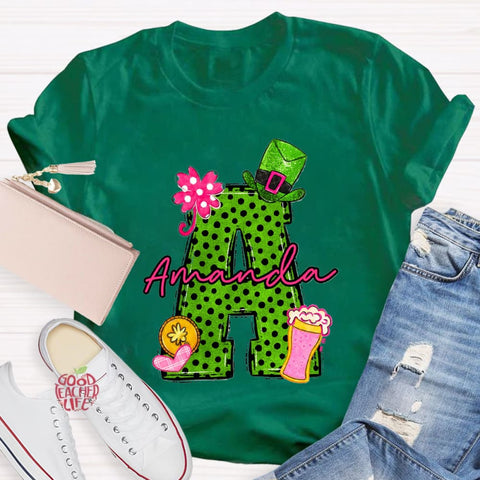 Personalized Name St Patrick's Day Hat Flower -Shirt