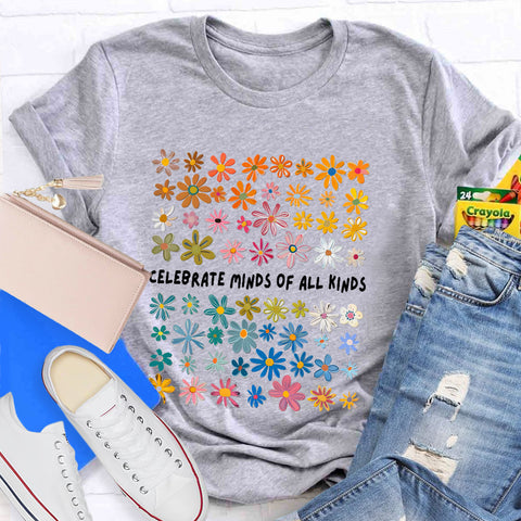 Celebrate Minds of All Kinds Floral Special Education Teacher T-Shirt