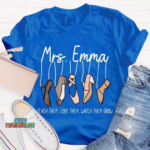 Personalized Name Watch Them Grow Teacher T-Shirt