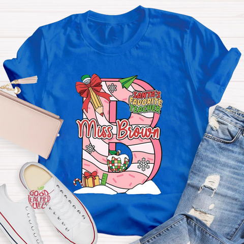 Personalized Name Santa's Favorite Teacher T-Shirt