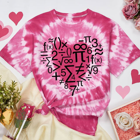 Math Heart Teacher Tie-dye T-Shirt