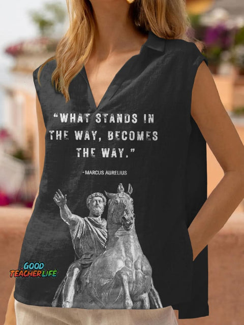 Art Horse Print Cotton And Linen Top
