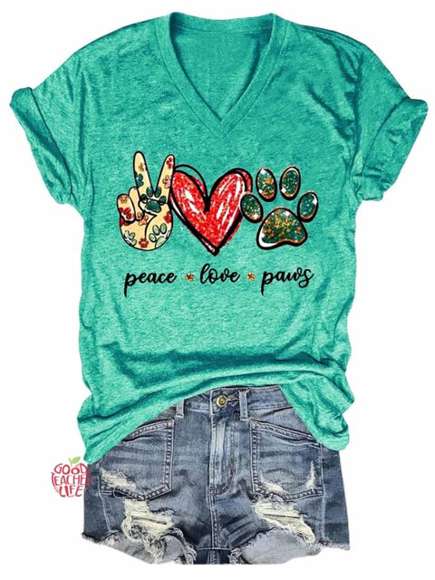 Peace, Love & Dog Paws Women's Short Sleeve T-Shirt