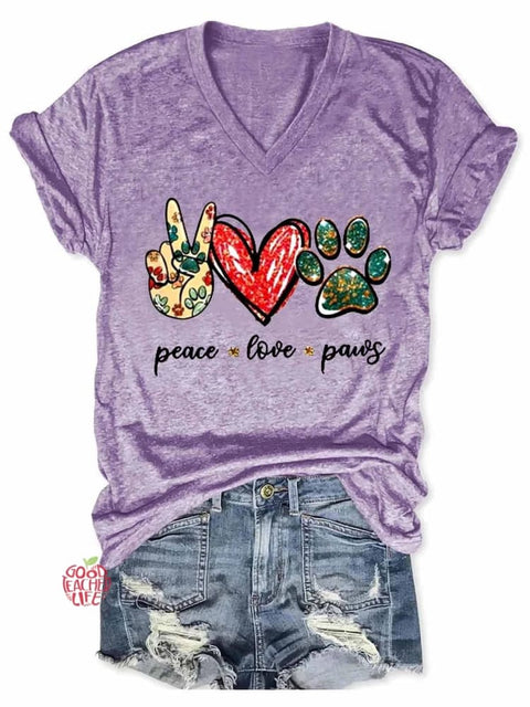 Peace, Love & Dog Paws Women's Short Sleeve T-Shirt