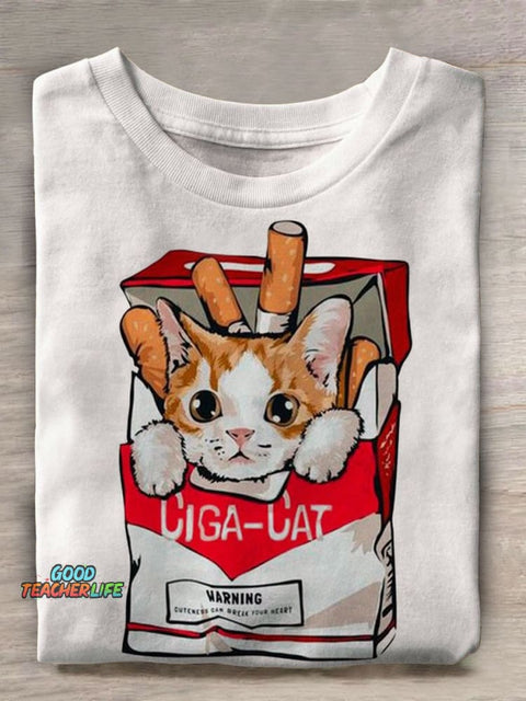Funny Cat Prints Casual T-shirt