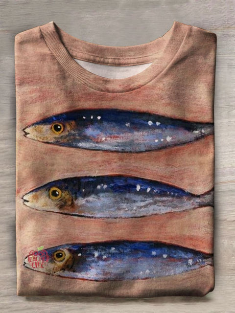 Fish Print Casual Short Sleeve T-shirt