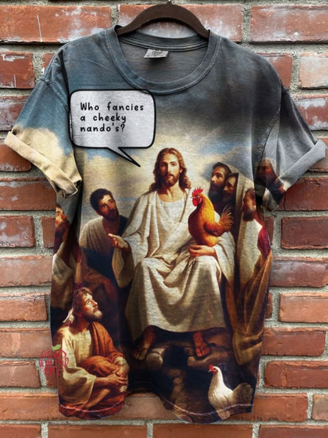 Funny Jesus Print Casual Top