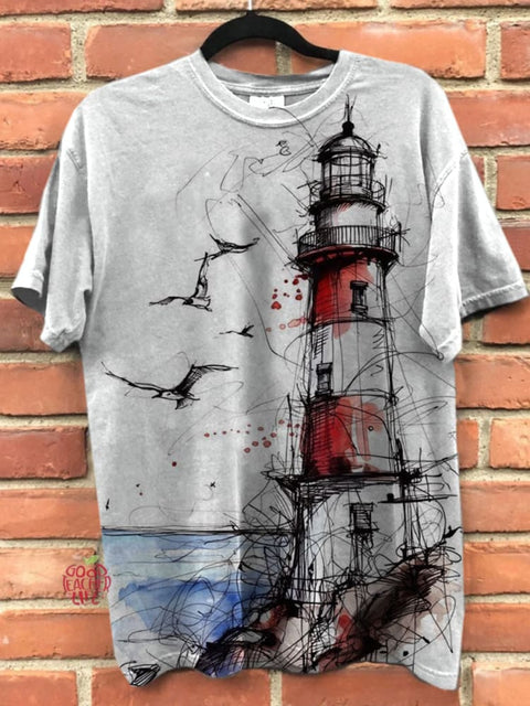 Lighthouse Print Casual T-shirt