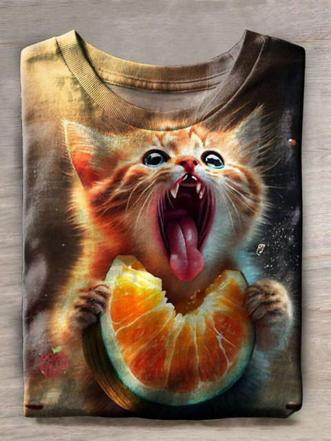 Funny Cat Print Casual T-shirt