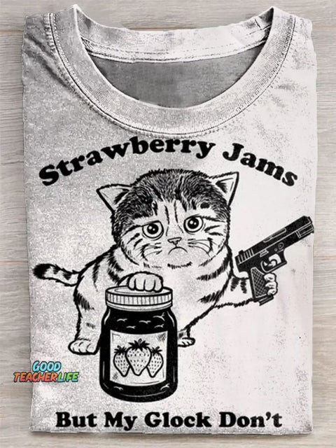 Strawberry Jams But My Glock Don’t Cat  T-shirt