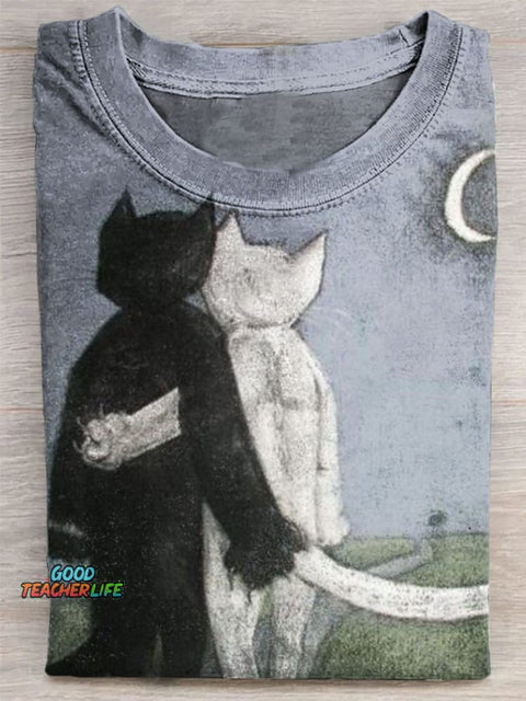 Funny Cat Print Casual T-shirt