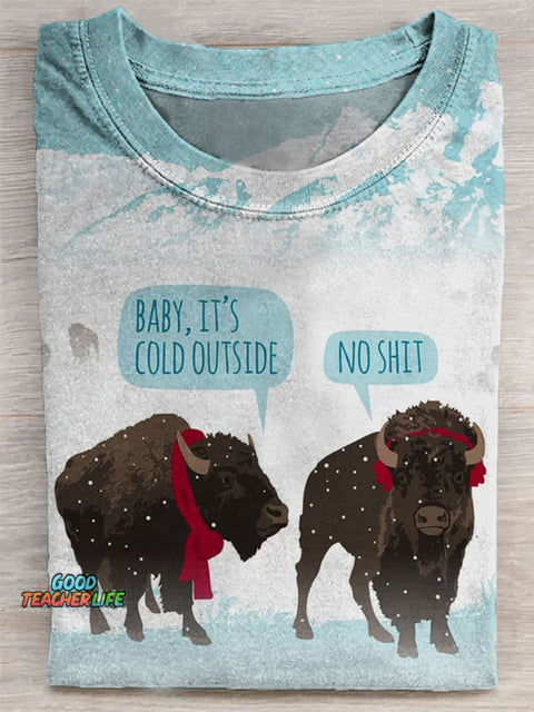 Funny Cow Print Casual T-shirt