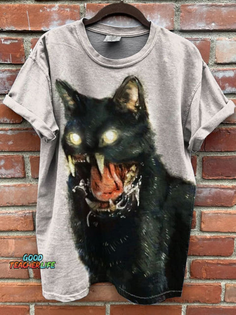 Cat Print Casual T-shirt