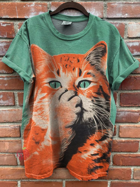 Funny Cat Print Casual T-shirt