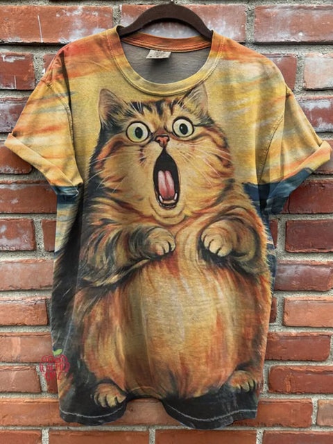 Funny Cat Print Casual T-shirt