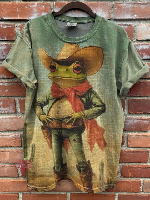 Funny Frog Print Casual T-shirt