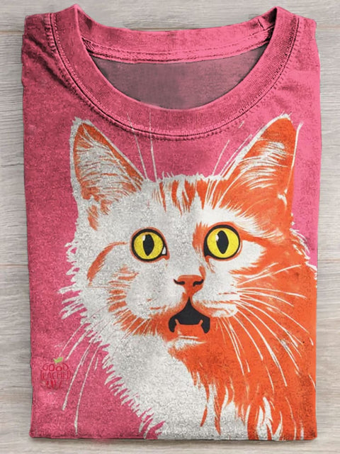 Funny Cat Print Casual T-shirt