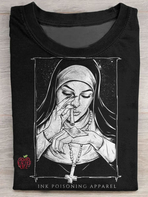 Nuns Printed Casual T-shirt