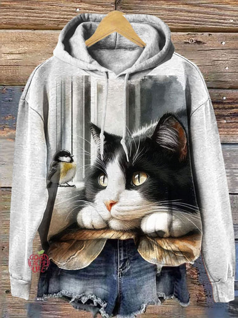 Cat Print Casual Sweatshirt