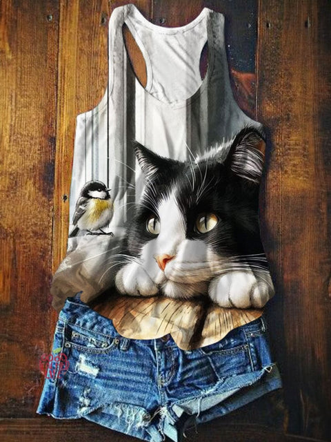 Cat Art Print Tank Top