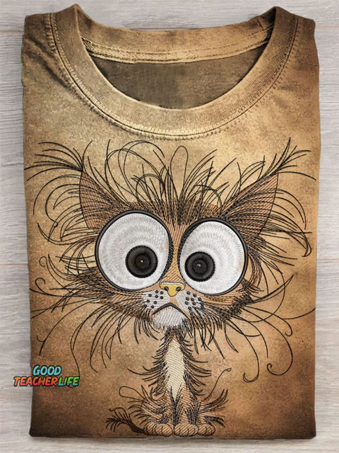 Cat Printed Casual T-shirt
